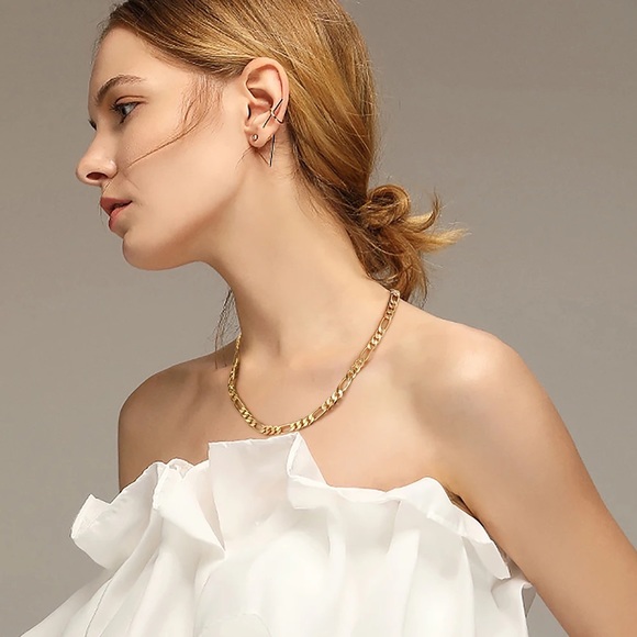 ⭐️HP⭐️New: Gold Vermeil Diamond Cut Figaro Necklace, Made in Italy - Picture 7 of 8